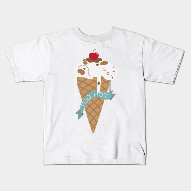 Ice Cream Cat Kids T-Shirt by Caden Davis Designs